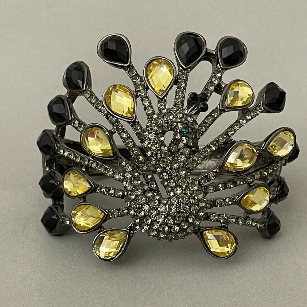 Multicolor Gunmetal Rhinestones Peacock‎ Fashion Bangle Bracelet